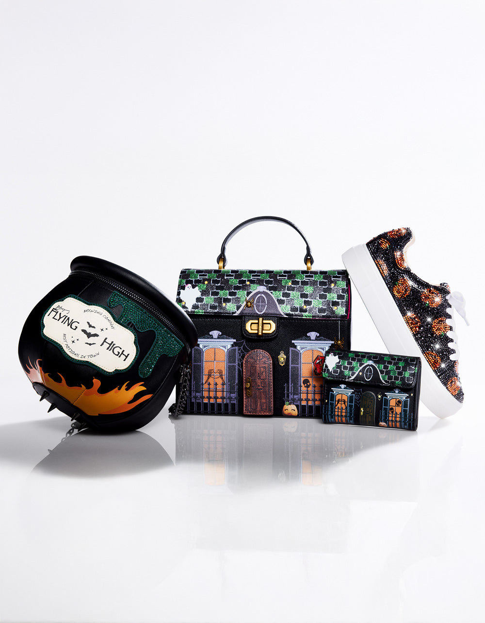 Betsey Johnson FOREVER HOME BLACK MULTI Women's Halloween-Themed Haunted House Crossbody Handbag