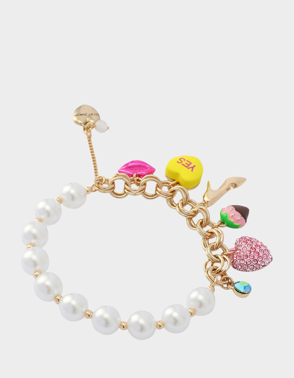 Betsey Johnson SWEETHEART CHARM STRETCH BRACELET PEARL Women's Valentine's Day Stretch Charm Pearl Bracelet