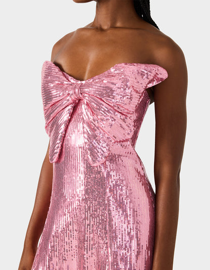 Betsey Johnson SEQUIN BOW DRESS PINK SEQUIN Women's Mini Pink Sequin Dress