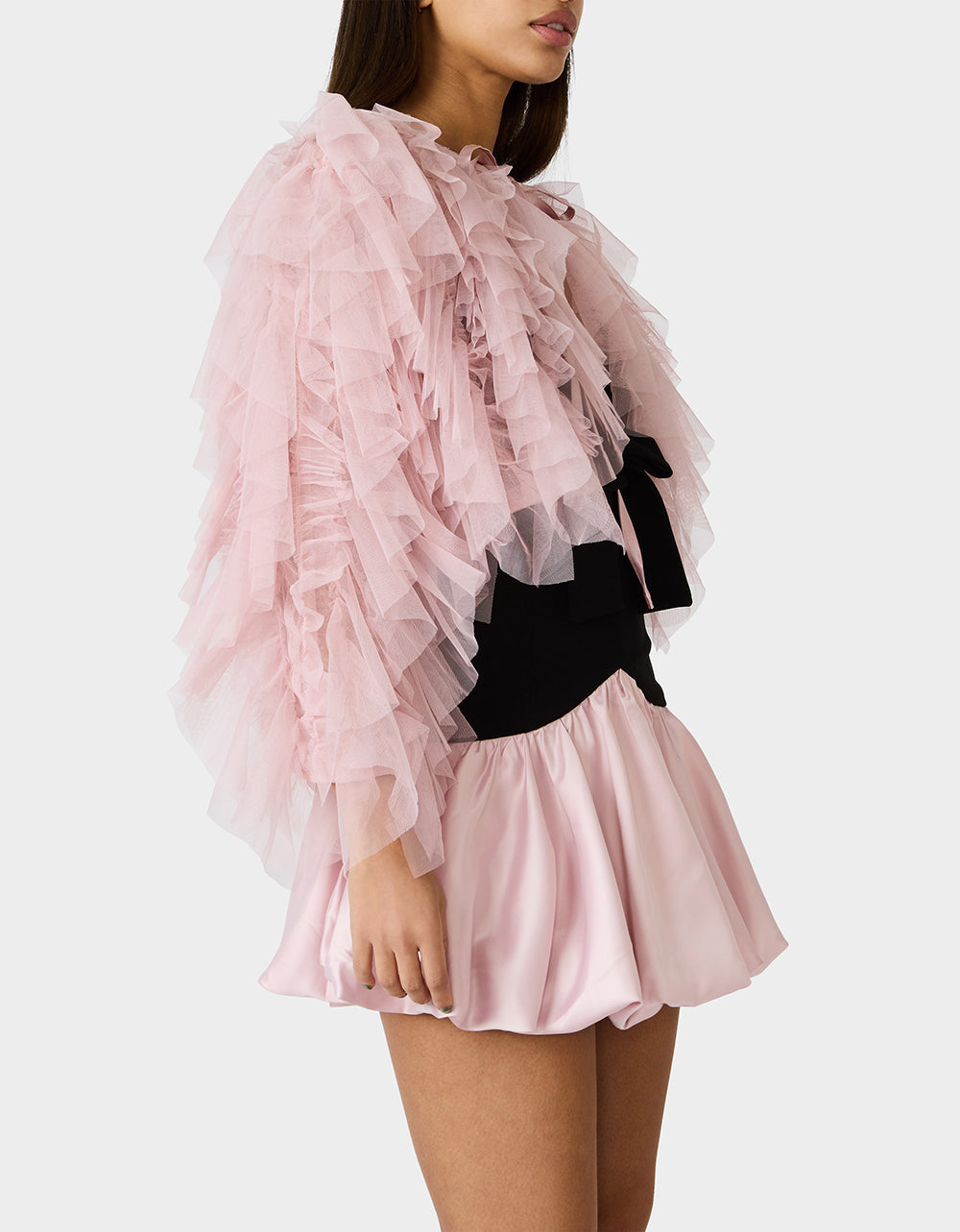 Betsey Johnson PRIMA PUFF PINK Women's Pink Blush Tulle Shawl Jacket
