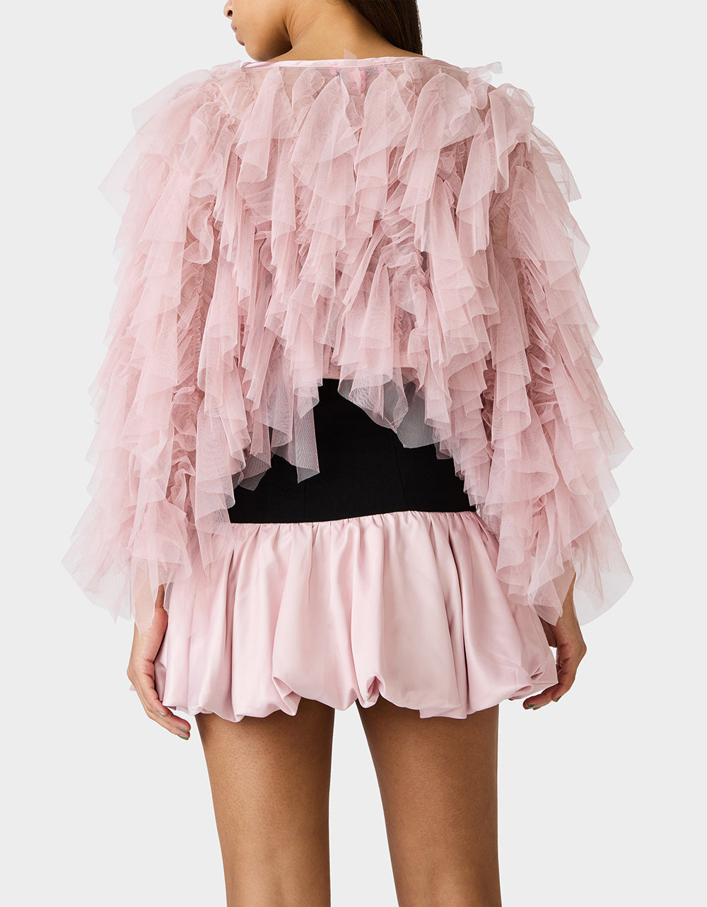 Betsey Johnson PRIMA PUFF PINK Women's Pink Blush Tulle Shawl Jacket
