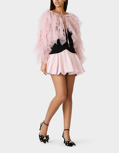 Betsey Johnson PRIMA PUFF PINK Women's Pink Blush Tulle Shawl Jacket
