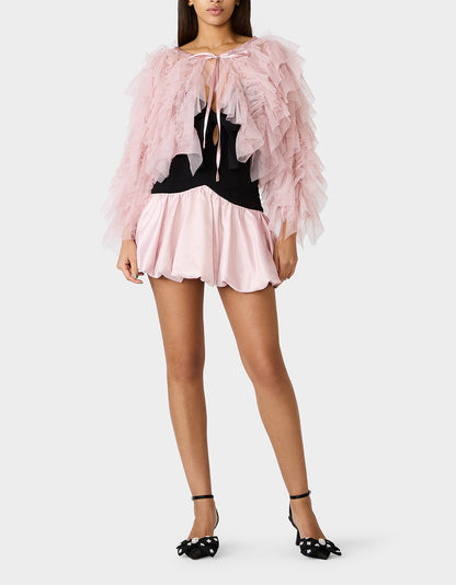 Betsey Johnson PRIMA PUFF PINK Women's Pink Blush Tulle Shawl Jacket