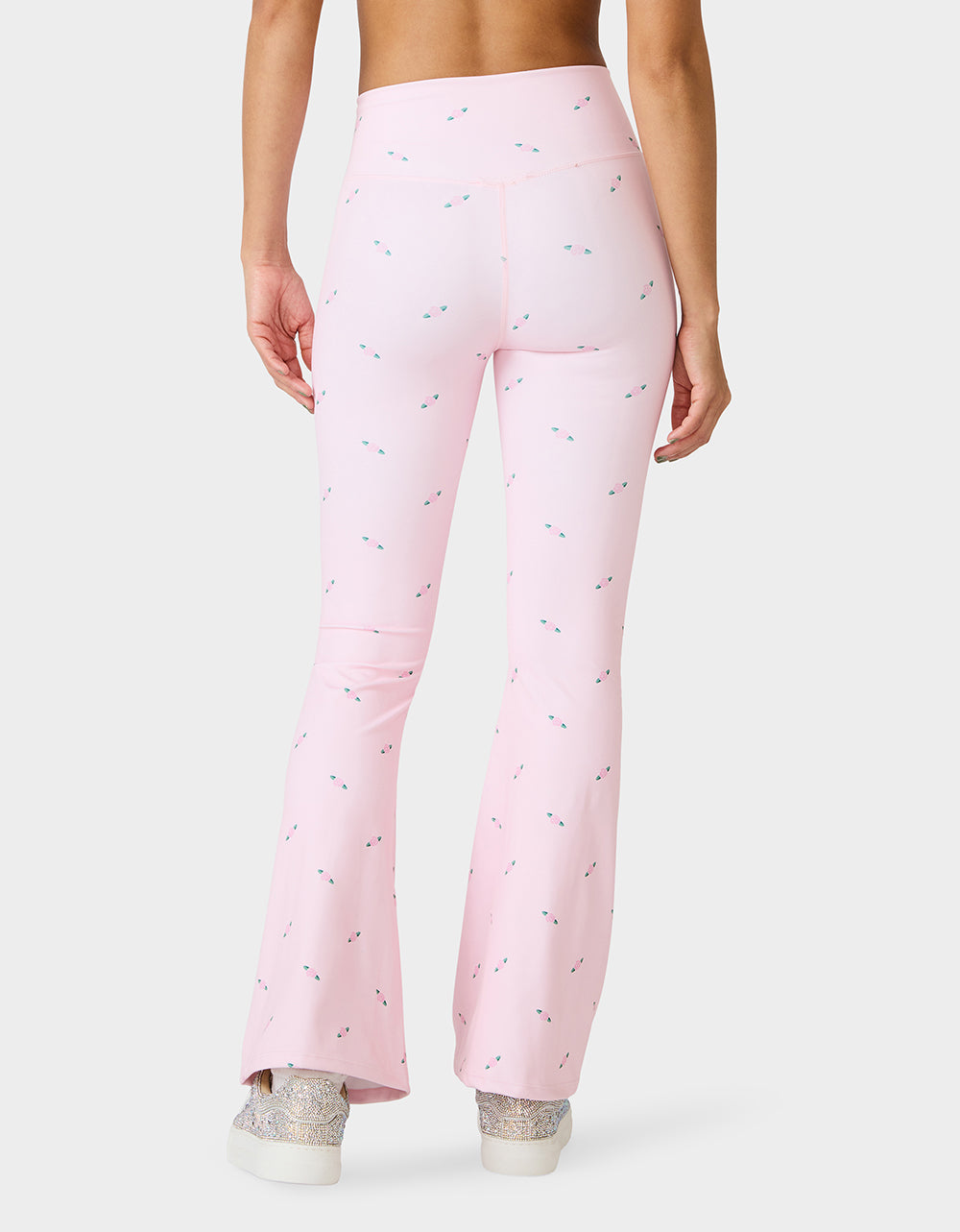 Betsey Johnson ROSE PRINT CROSSOVER LEGGINGS PINK ROSE Women's Floral Crossover Activewear Legging