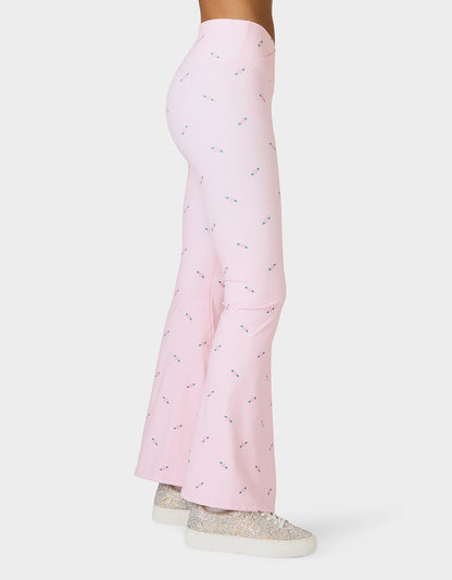 Betsey Johnson ROSE PRINT CROSSOVER LEGGINGS PINK ROSE Women's Floral Crossover Activewear Legging