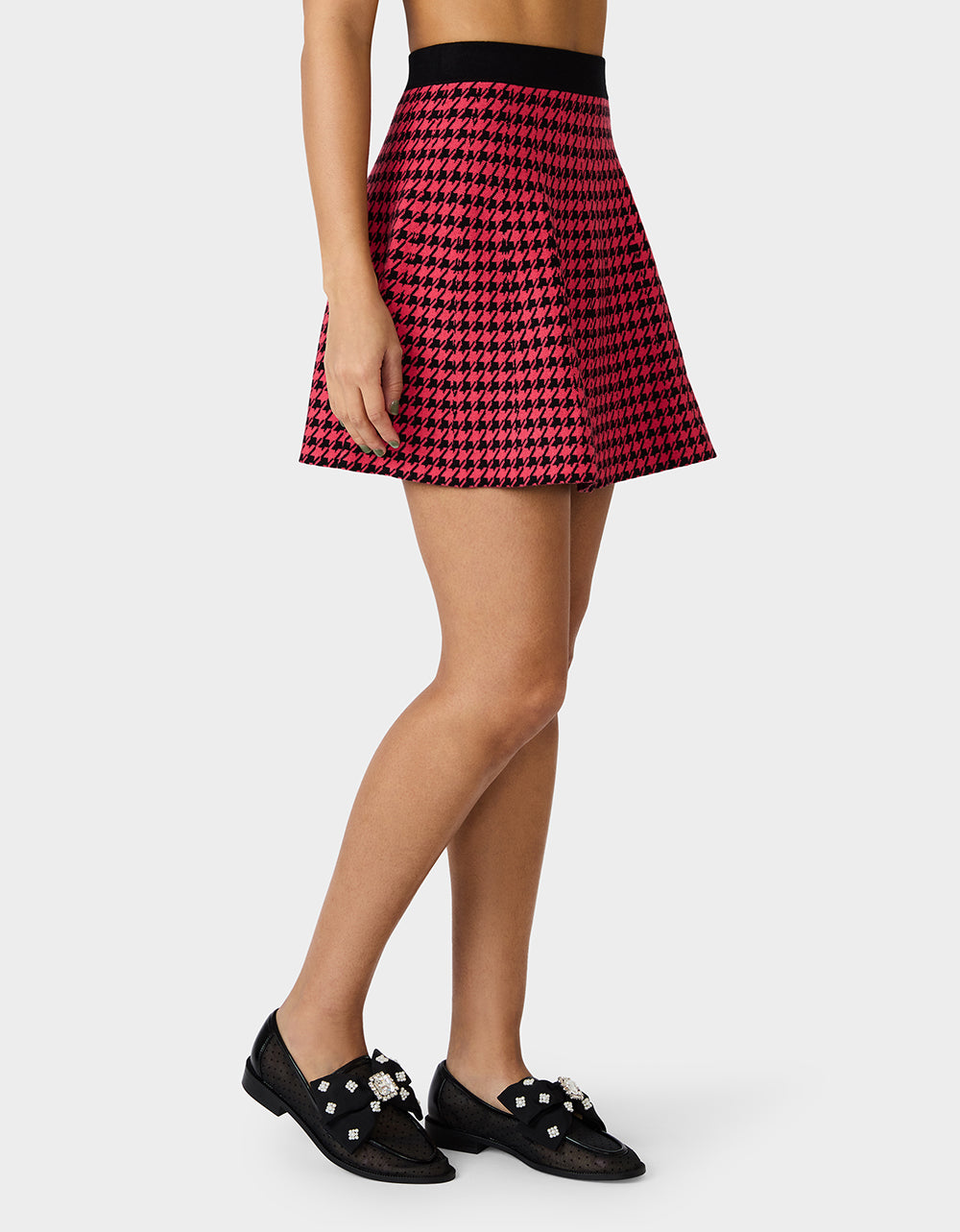 Betsey Johnson HOT IN HOUNDSTOOTH SET PINK MULTI Women's Pink and Purple Houndstooth Top and Skirt set