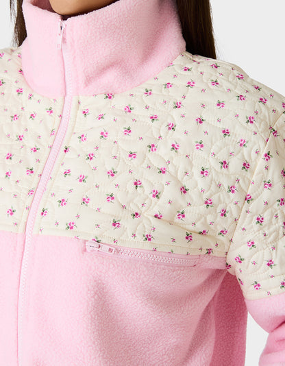 Betsey Johnson PRETTY IN PLUSH JACKET PINK Women's Pink Floral Print Plush Jacket