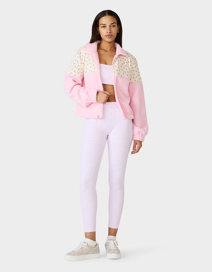Betsey Johnson PRETTY IN PLUSH JACKET PINK Women's Pink Floral Print Plush Jacket