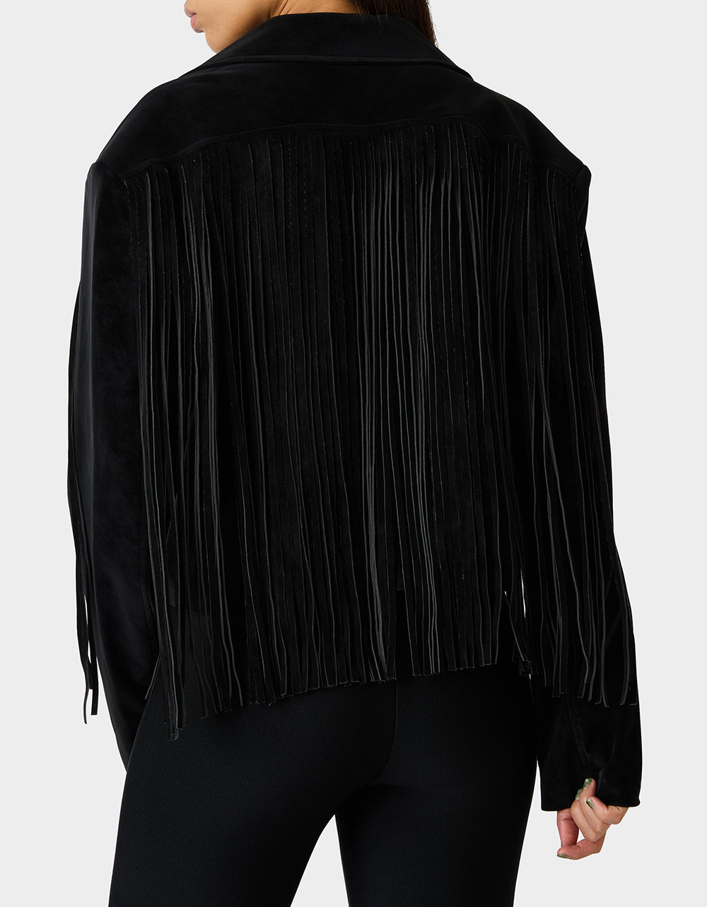 Betsey Johnson FRINGE FEVER JACKET BLACK Women's Black Fringe Jacket