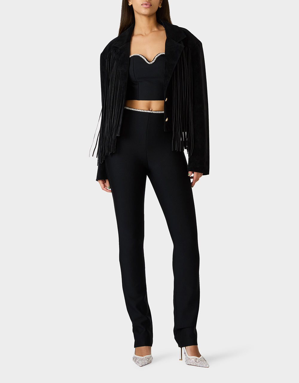 Betsey Johnson FRINGE FEVER JACKET BLACK Women's Black Fringe Jacket