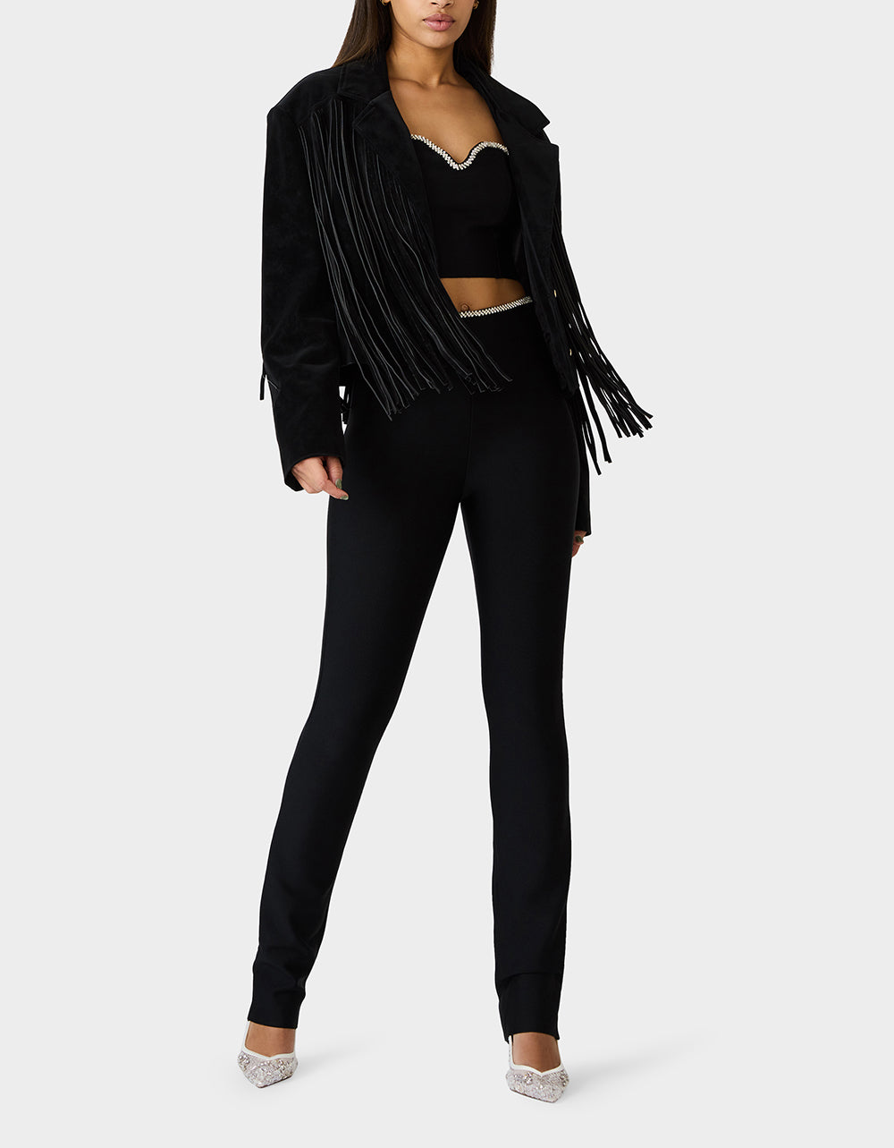 Betsey Johnson FRINGE FEVER JACKET BLACK Women's Black Fringe Jacket