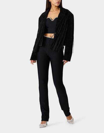 Betsey Johnson FRINGE FEVER JACKET BLACK Women's Black Fringe Jacket