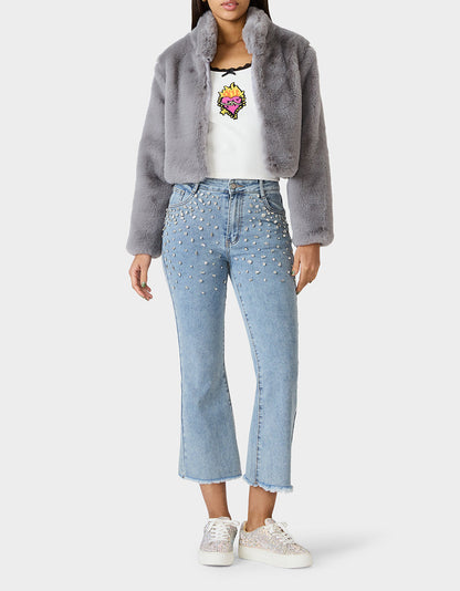 Betsey Johnson MISTY LUXE FAUX FUR GREY Women's Faux Fur Winter Jacket