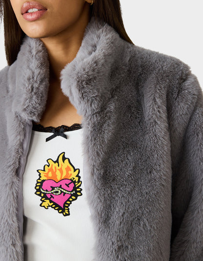 Betsey Johnson MISTY LUXE FAUX FUR GREY Women's Faux Fur Winter Jacket