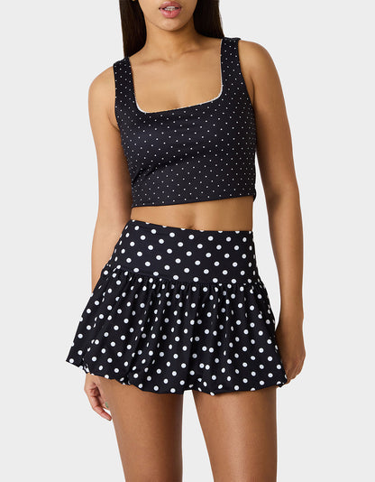 Betsey Johnson POLKA DOT PRINT CROP TOP TANK BLACK MULTI Women's Crop Top Tank Activewear and Loungewear