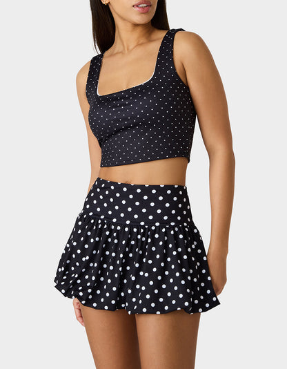 Betsey Johnson POLKA DOT PRINT CROP TOP TANK BLACK MULTI Women's Crop Top Tank Activewear and Loungewear