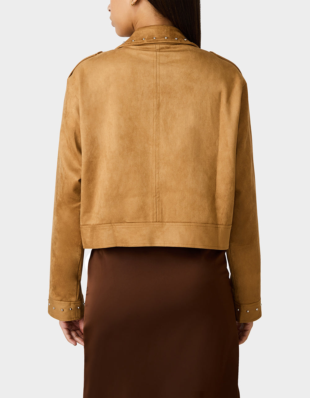 Betsey Johnson RODEO STUD JACKET CAMEL Women's Fax Suede Camel Jacket