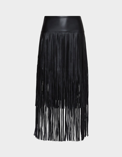 Betsey Johnson MIDNIGHT RODEO SKIRT BLACK Women's Fringe Maxi Skirt
