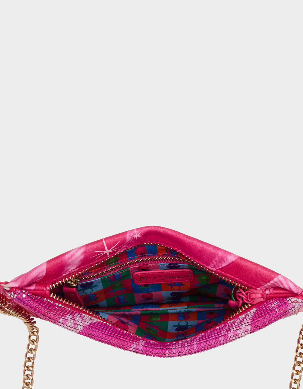 Betsey Johnson RING POP® PARTY POUCH PINK Women's Clutch Chain Strap Crossbody Handbag