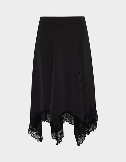 Betsey Johnson LACE SLIP MIDI SKIRT BLACK Women's Black Lace Midi Skirt