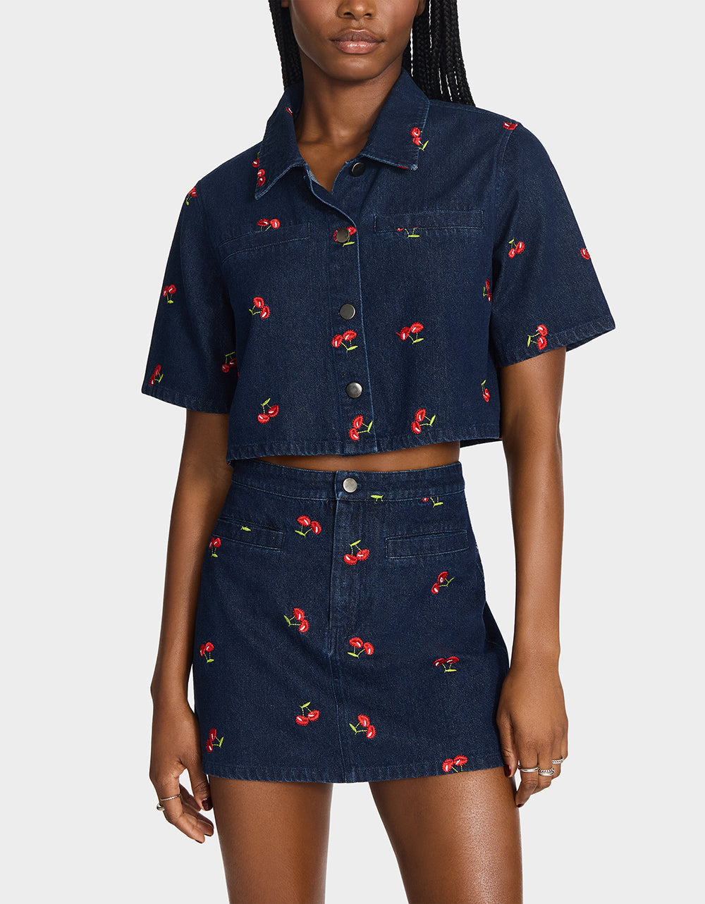 Betsey Johnson CHERRY ON TOP SKIRT DENIM Women's Denim Mini Skirt