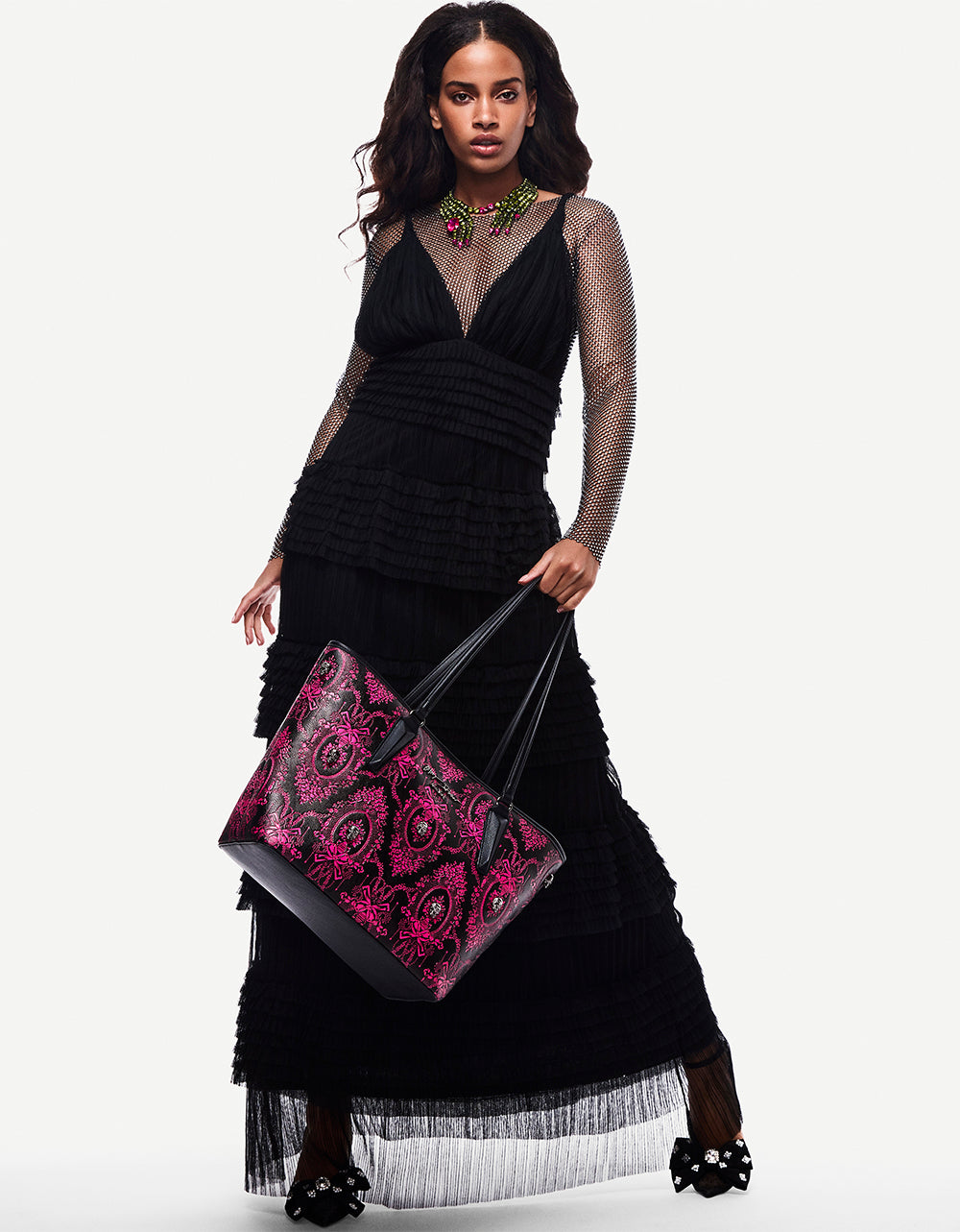 Betsey Johnson TIERED TULLE GOWN BLACK Women's Maxi Tulle Dress