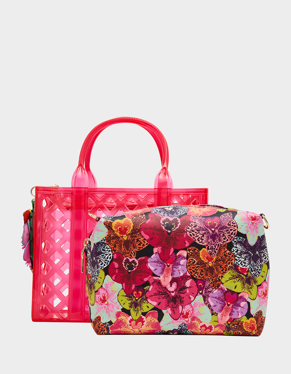 Betsey Johnson JAMMIN CLEAR SATCHEL PINK Women's Tote Crossbody Handbag