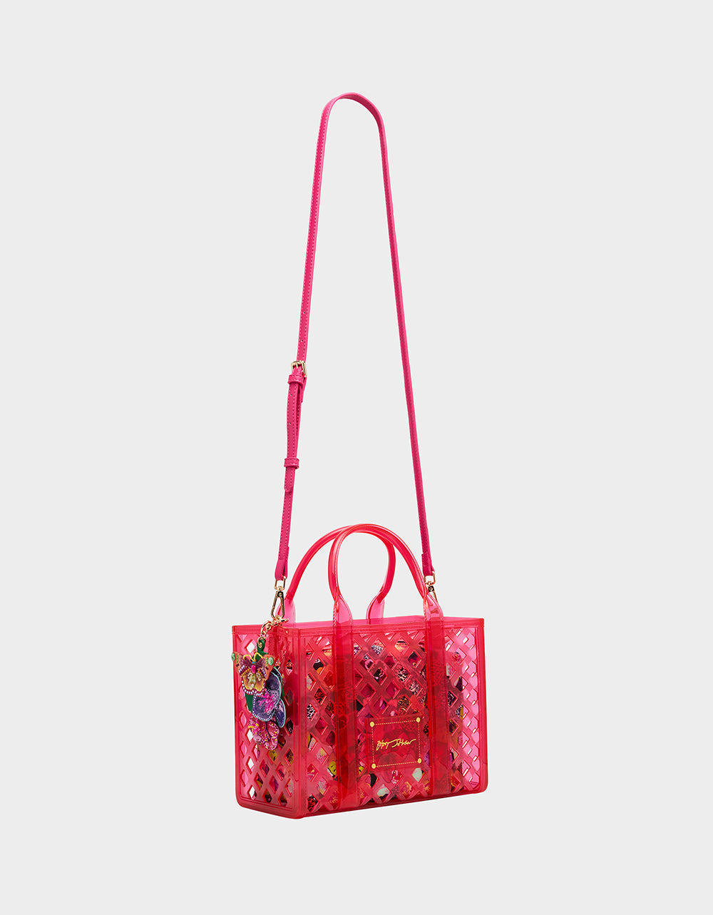 Betsey Johnson JAMMIN CLEAR SATCHEL PINK Women's Tote Crossbody Handbag