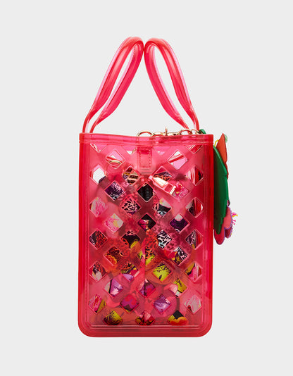 Betsey Johnson JAMMIN CLEAR SATCHEL PINK Women's Tote Crossbody Handbag