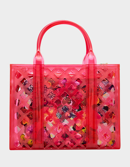 Betsey Johnson JAMMIN CLEAR SATCHEL PINK Women's Tote Crossbody Handbag