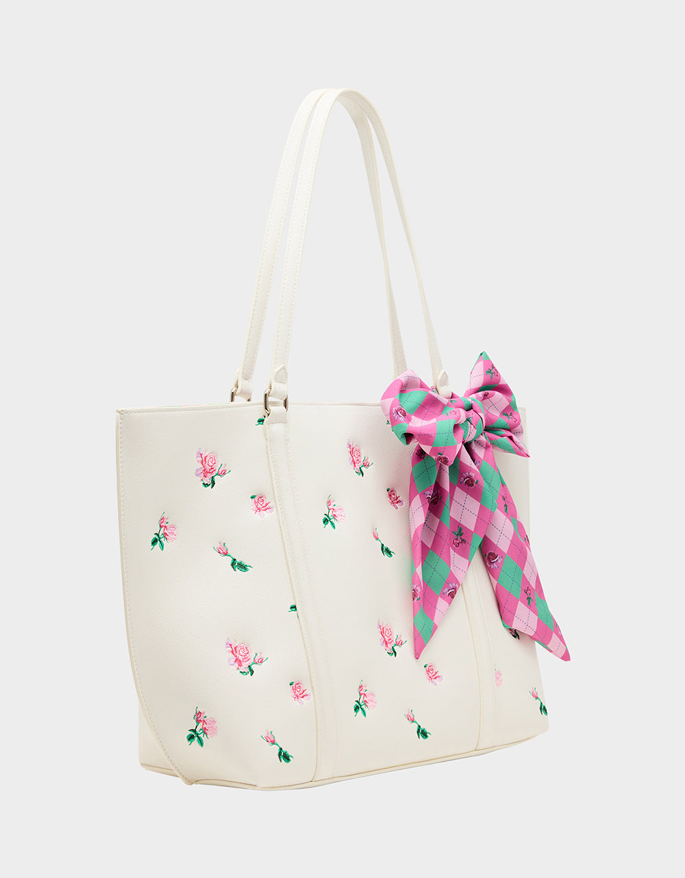 Betsey Johnson ROSEBUD TOTE CREAM Flowers Bow Women's Tote Handbag