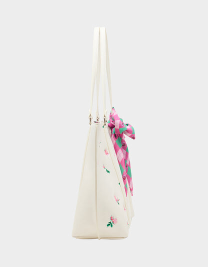 Betsey Johnson ROSEBUD TOTE CREAM Flowers Bow Women's Tote Handbag