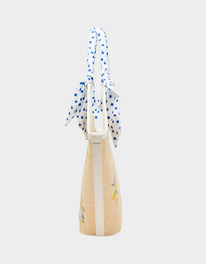 Betsey Johnson DON'T BE TARTY TOTE NATURAL Lemon Scarf Women's Tote Handbag
