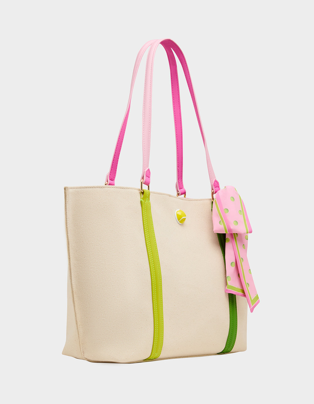 Betsey Johnson MISS MATCH TOTE NATURAL MULTI Natural Canvas Tennis Tote Sith Scarf