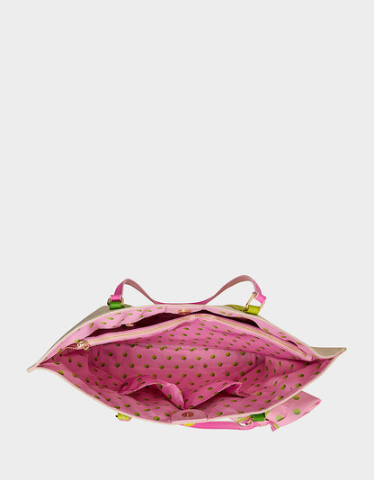 Betsey Johnson MISS MATCH TOTE NATURAL MULTI Natural Canvas Tennis Tote Sith Scarf