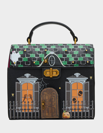 Betsey Johnson FOREVER HOME BLACK MULTI Women's Halloween-Themed Haunted House Crossbody Handbag