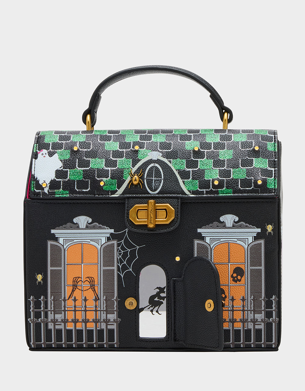 Betsey Johnson FOREVER HOME BLACK MULTI Women's Halloween-Themed Haunted House Crossbody Handbag