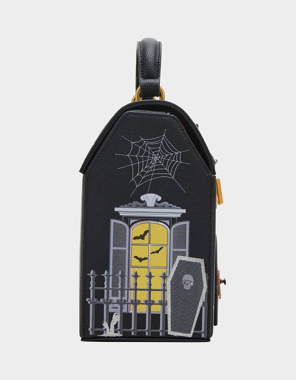 Betsey Johnson FOREVER HOME BLACK MULTI Women's Halloween-Themed Haunted House Crossbody Handbag