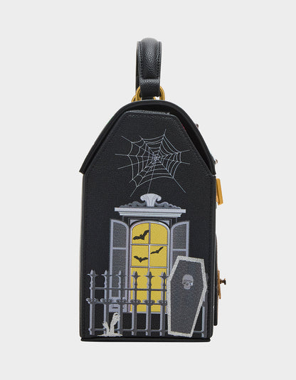 Betsey Johnson FOREVER HOME BLACK MULTI Women's Halloween-Themed Haunted House Crossbody Handbag