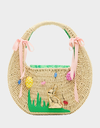 Betsey Johnson ON THE HUNT WICKER BAG NATURAL