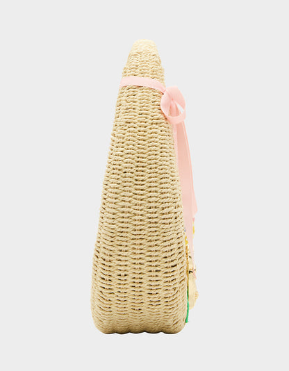 Betsey Johnson ON THE HUNT WICKER BAG NATURAL