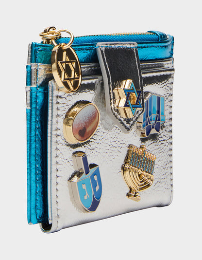 Betsey Johnson MAZEL TOV WALLET BLUE/MULTI Women's Hanukkah Holiday Wallet