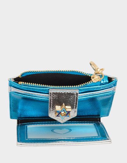Betsey Johnson MAZEL TOV WALLET BLUE/MULTI Women's Hanukkah Holiday Wallet