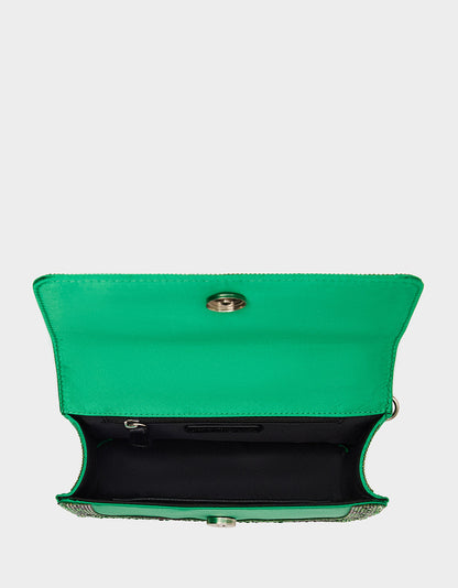 Betsey Johnson HATS OFF CONVERTIBLE RHINESTONE GREEN Women's Rhinestone Embellished Sparkly Witch Hat Crossbody Halloween Handbag