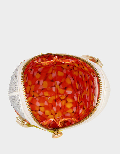 Betsey Johnson KITSCH ME SO CORNY MULTI Women's Halloween-Themed Candy Corn Rhinestone Embellished Crossbody Handbag
