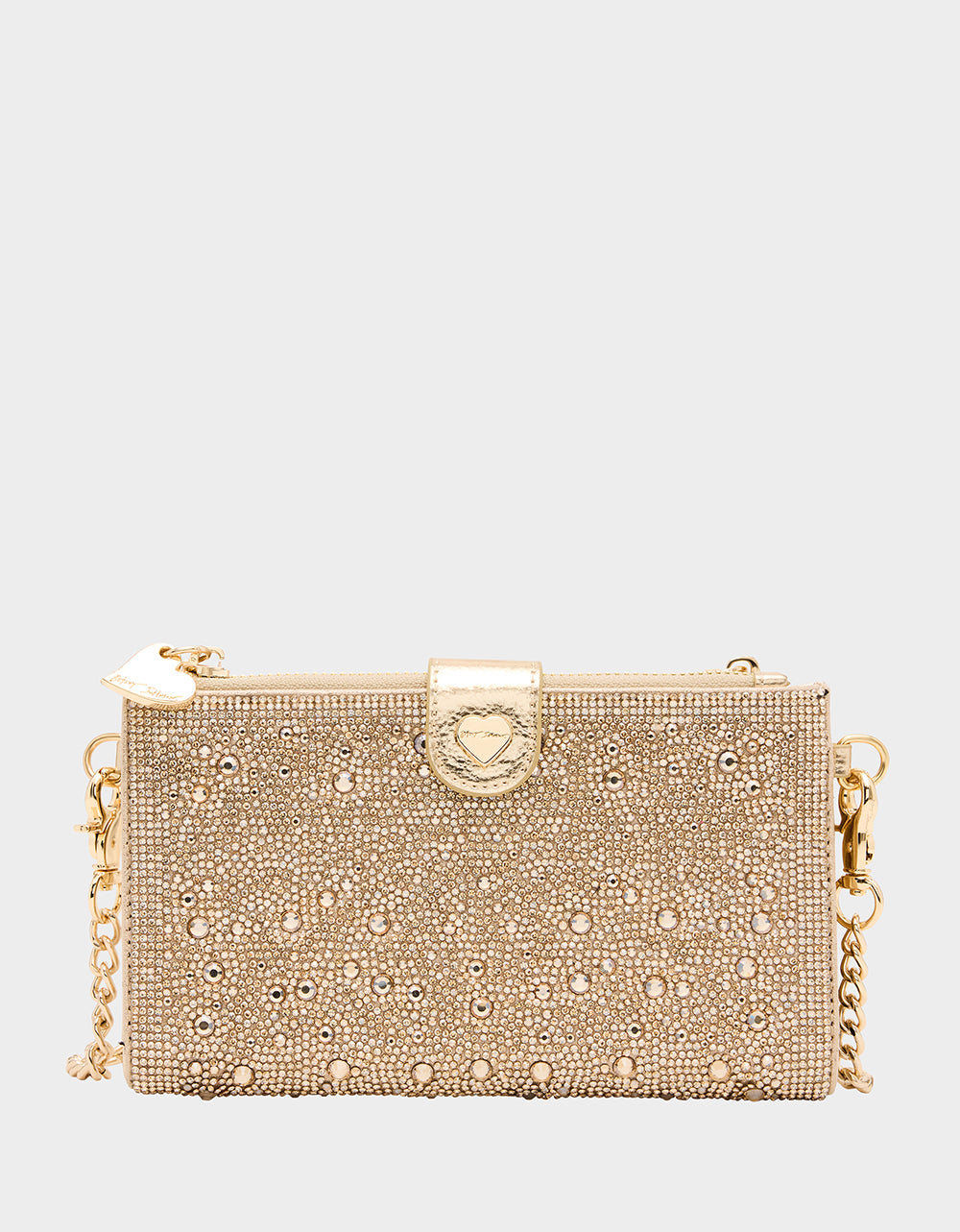 Betsey Johnson WALLET ON CHAIN PHONE HOLDER CHAMPAGNE Women's Rhinestone Embellished Wallet