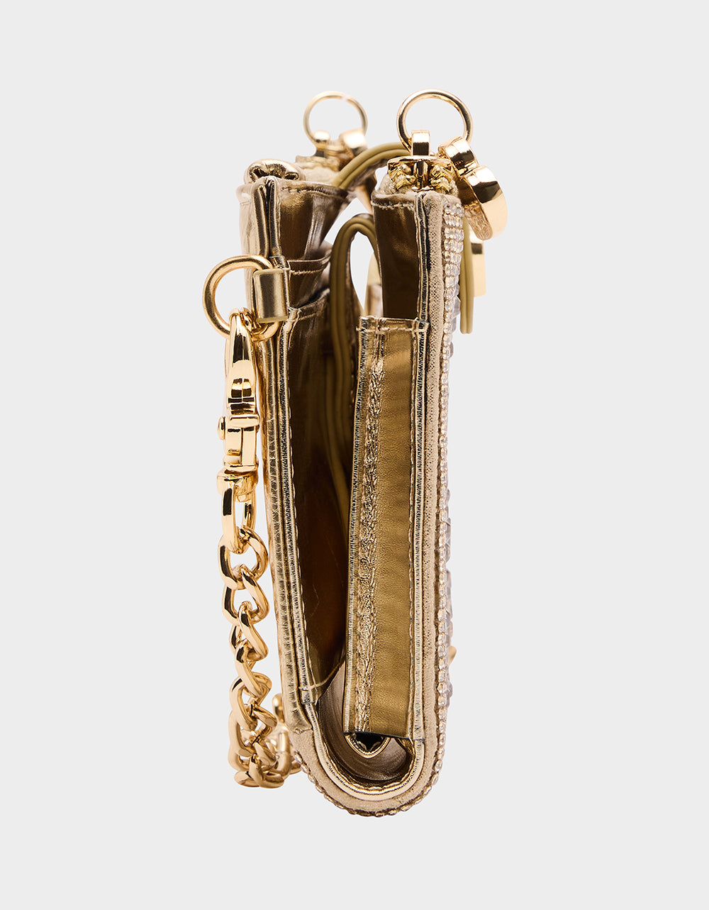 Betsey Johnson WALLET ON CHAIN PHONE HOLDER CHAMPAGNE Women's Rhinestone Embellished Wallet