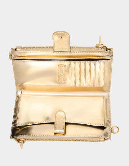 Betsey Johnson WALLET ON CHAIN PHONE HOLDER CHAMPAGNE Women's Rhinestone Embellished Wallet