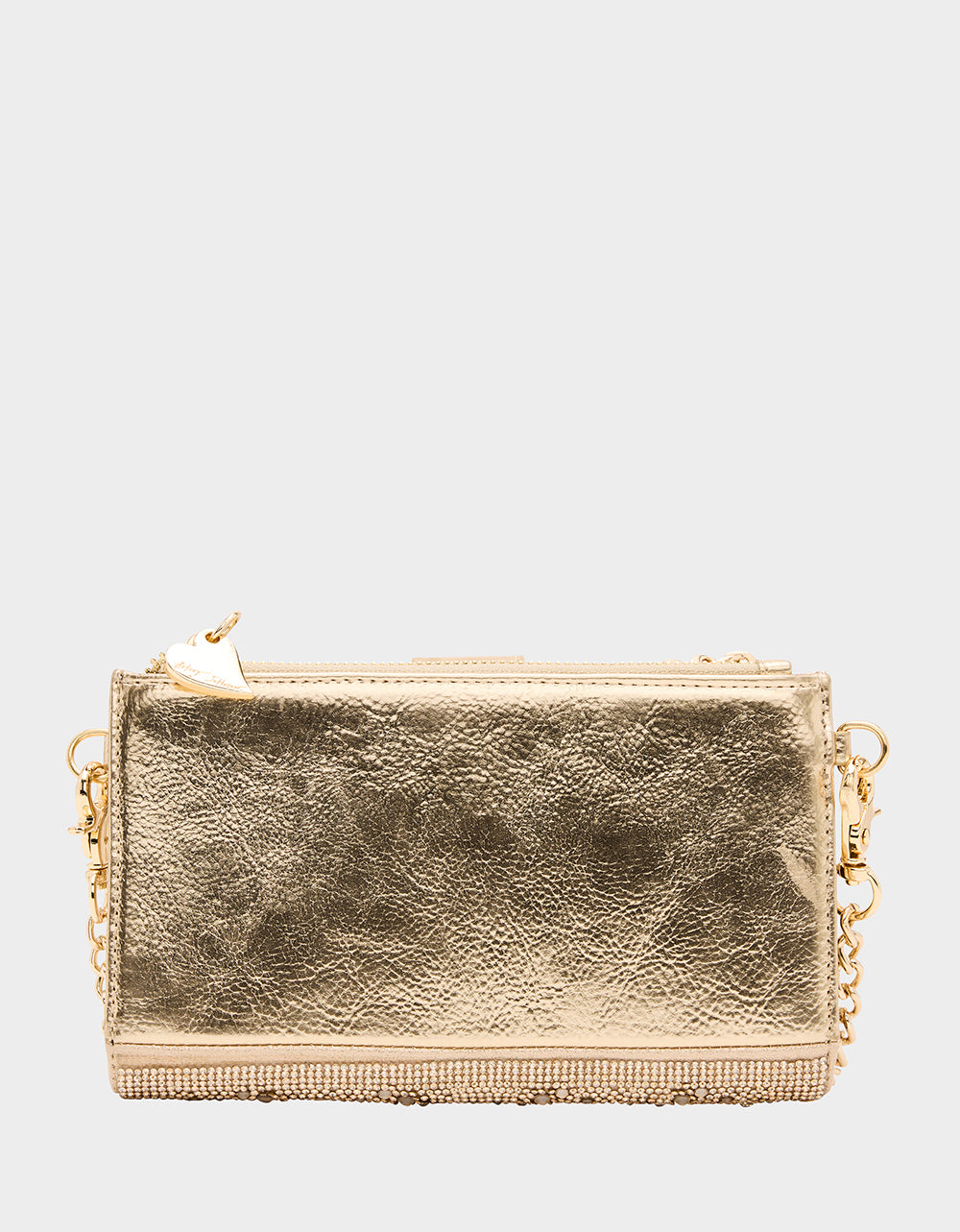 Betsey Johnson WALLET ON CHAIN PHONE HOLDER CHAMPAGNE Women's Rhinestone Embellished Wallet
