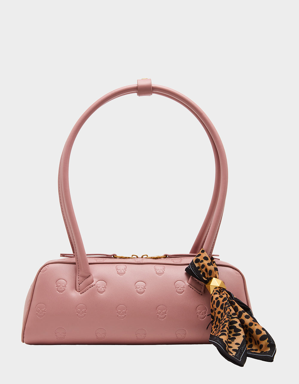 Betsey Johnson SKULLICIOUS SHOULDER BAG BLUSH Women's Pink Skull Shoulder Handbag with Scarf